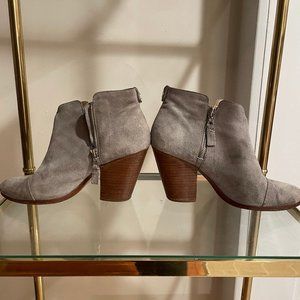 Rag & Bone Margot Boot in Grey Suede with Inside & Outside Zippers